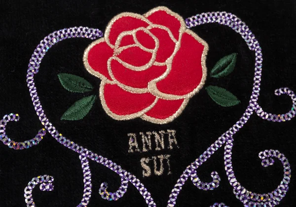 ANNA SUI Sequin Rose Embroidered Pile Pouch K-165241_009