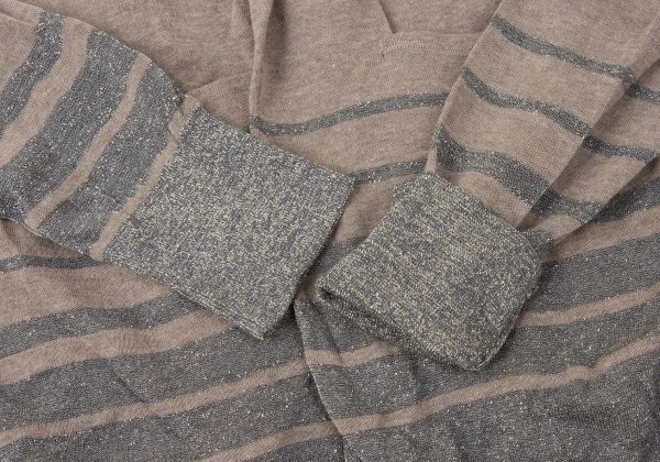 kolor Glitter Stripe Buttonless Wrinkled Knit Cardigan K-165246_005