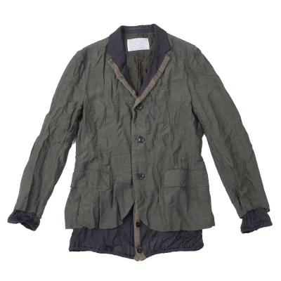 kolor Knit Layered Docking Wrinkled Jacket