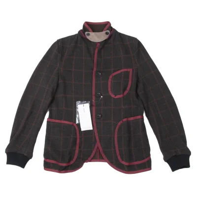 sacai Cotton Blend Check Knit Jacket