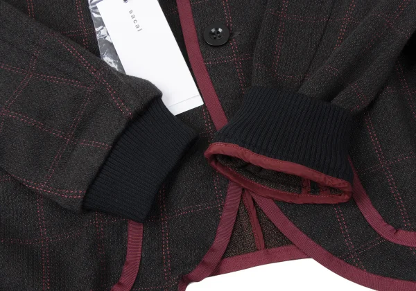 sacai Cotton Blend Check Knit Jacket K-165249_009