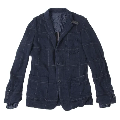 sacai Cotton Linen Wrinkled Check Jacket