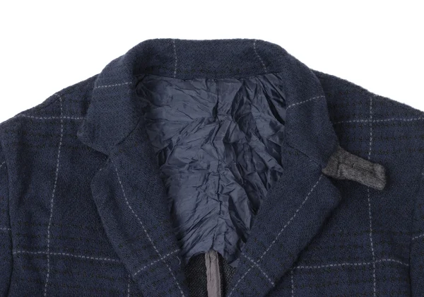 sacai Cotton Linen Wrinkled Check Jacket K-165250_003