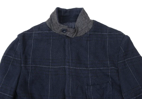 sacai Cotton Linen Wrinkled Check Jacket K-165250_004