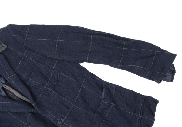 sacai Cotton Linen Wrinkled Check Jacket K-165250_006