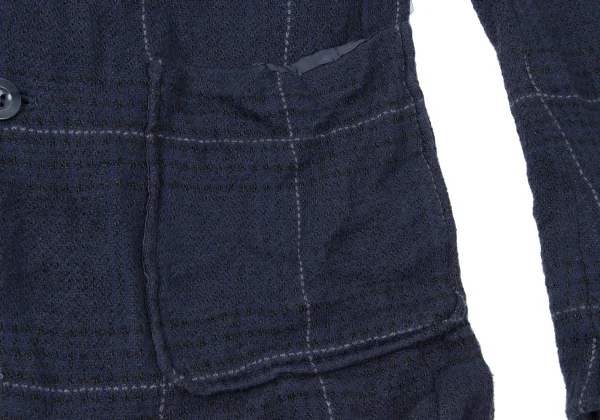 sacai Cotton Linen Wrinkled Check Jacket K-165250_010