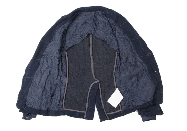 sacai Cotton Linen Wrinkled Check Jacket K-165250_011