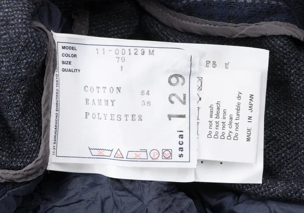 sacai Cotton Linen Wrinkled Check Jacket K-165250_018