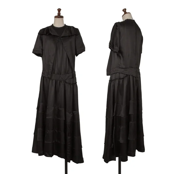 COMME des GARCONS Silk Switching Tiered Design Dress Black L K-165277_001