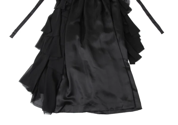 COMME des GARCONS 切替えスカート コムデギャルソンCOMME des GARCONS シルク異素材切替ティアードラップ