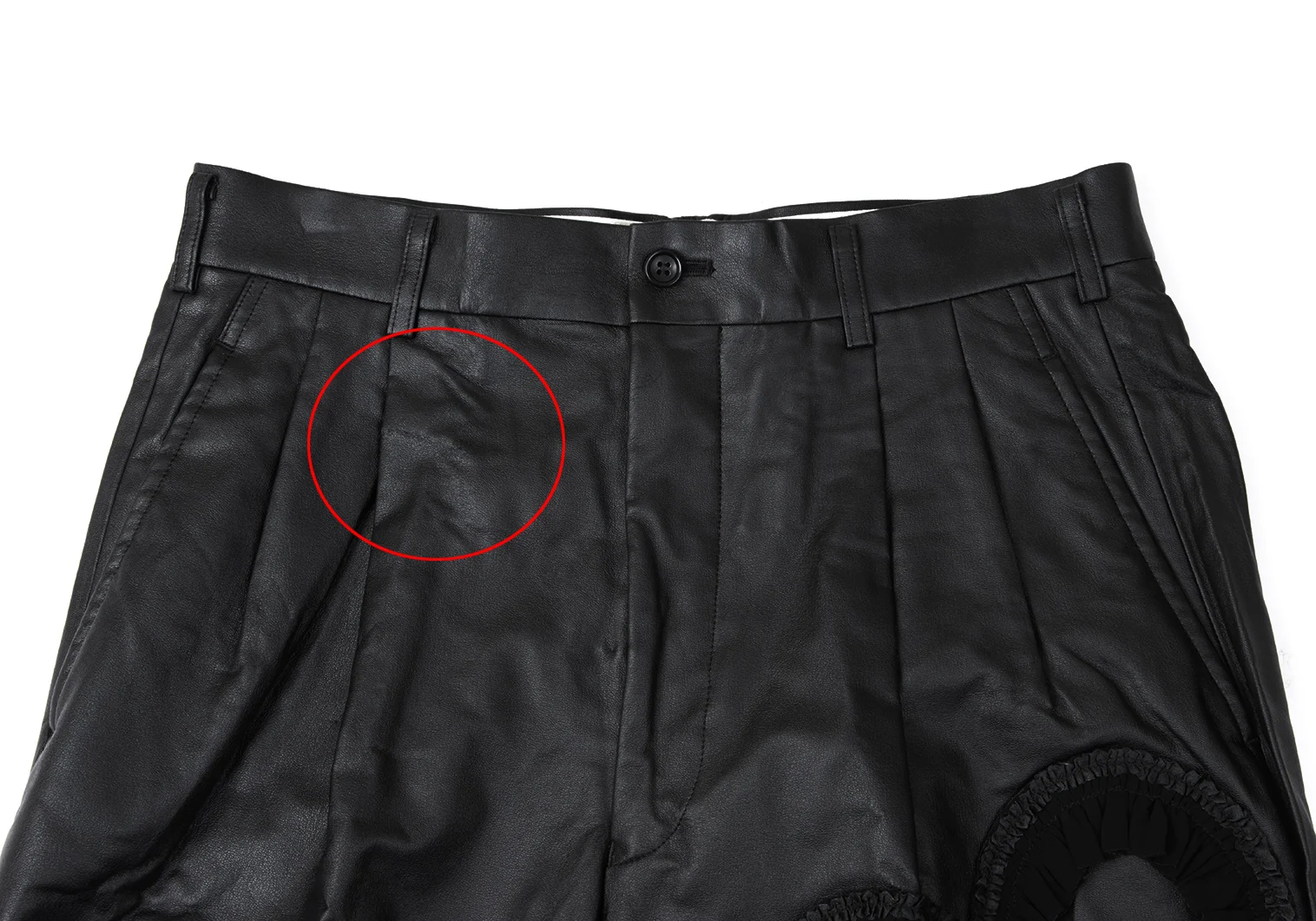 コムデギャルソンCOMME des GARCONS ハートレース切替合皮キュロット