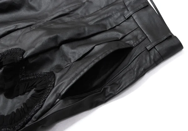 COMME des GARCONS Heart Lace Switching Synthetic Leather Culottes K-165285_005