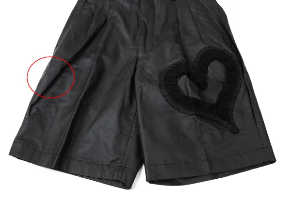 COMME des GARCONS Heart Lace Switching Synthetic Leather Culottes K-165285_007