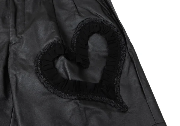 COMME des GARCONS Heart Lace Switching Synthetic Leather Culottes K-165285_009