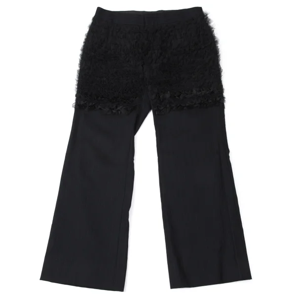 COMME des GARCONS Mesh Frill Front Stripe Pants Navy,Black M K-165287_001