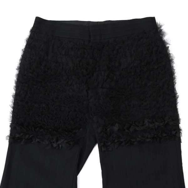 COMME des GARCONS Mesh Frill Front Stripe Pants K-165287_002