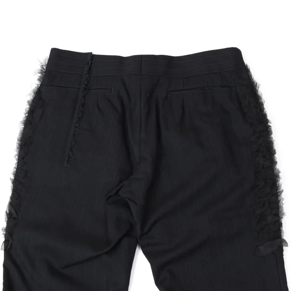 COMME des GARCONS Mesh Frill Front Stripe Pants K-165287_010