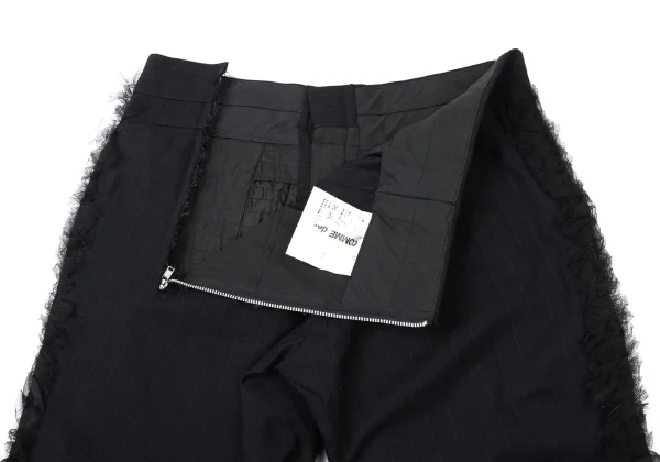 COMME des GARCONS Mesh Frill Front Stripe Pants K-165287_011