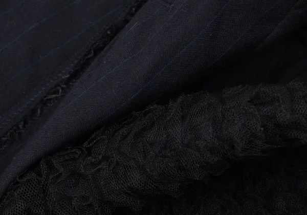 COMME des GARCONS Mesh Frill Front Stripe Pants K-165287_013