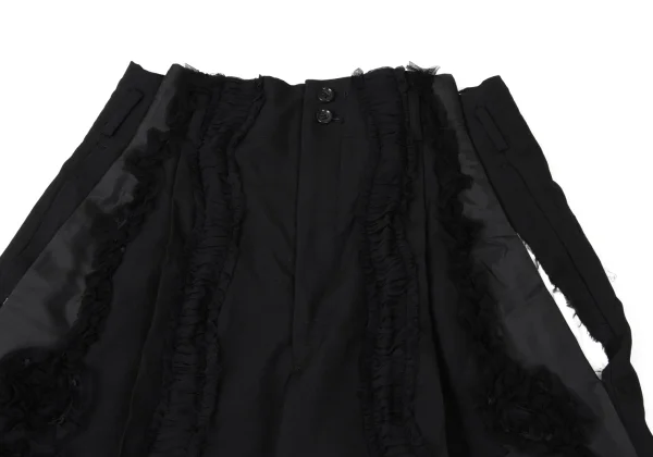 コムデギャルソンCOMME des GARCONS ウールサイド切替ワイドパンツ 黒M