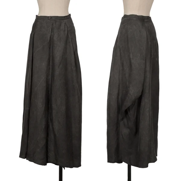 Y's Dyed Silk Wrap Skirt Charcoal M K-165300_001