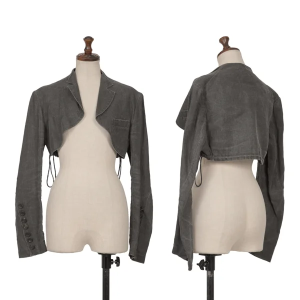 Y's Linen Bolero Jacket Grey 1 K-165302_001