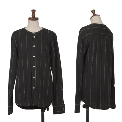 Y's Wool Stripe No Collar Knit Shirt