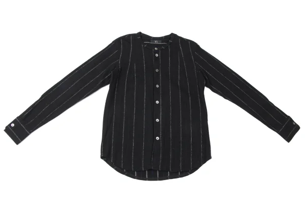Y's Wool Stripe No Collar Knit Shirt K-165305_002