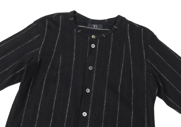 Y's Wool Stripe No Collar Knit Shirt K-165305_003