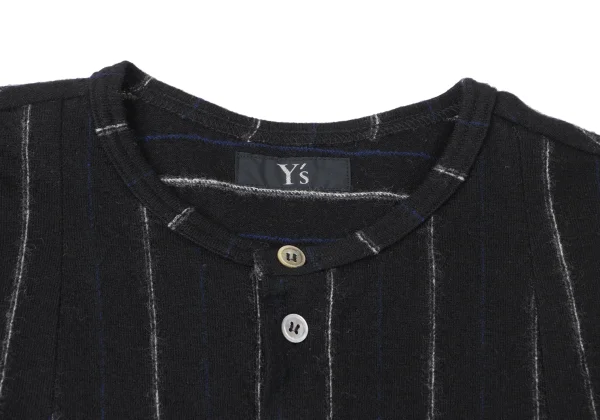 Y's Wool Stripe No Collar Knit Shirt K-165305_004