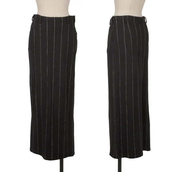 Y's Wool Stripe Knit Skirt Black S-M K-165306_001