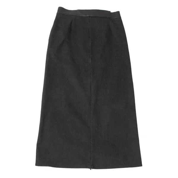 VIVIENNETAM Leather Switching Zip Slit Denim Skirt K-165321_002