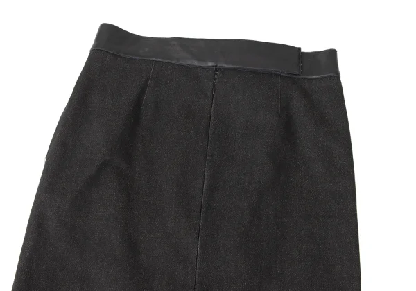 VIVIENNETAM Leather Switching Zip Slit Denim Skirt K-165321_003