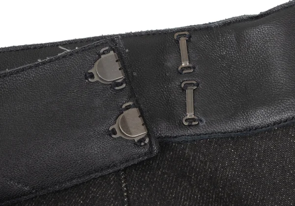 VIVIENNETAM Leather Switching Zip Slit Denim Skirt K-165321_004