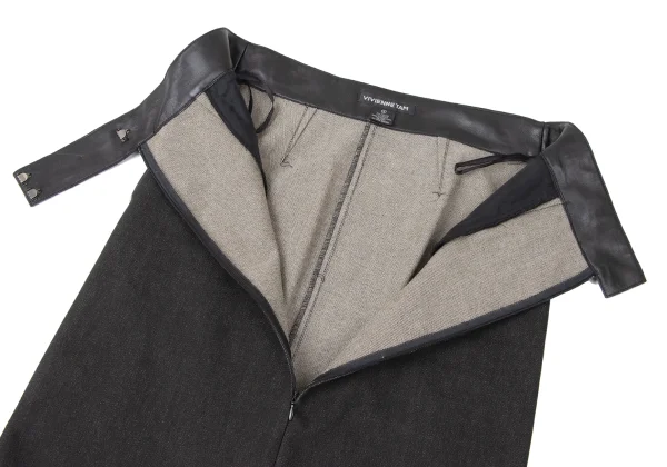 VIVIENNETAM Leather Switching Zip Slit Denim Skirt K-165321_005