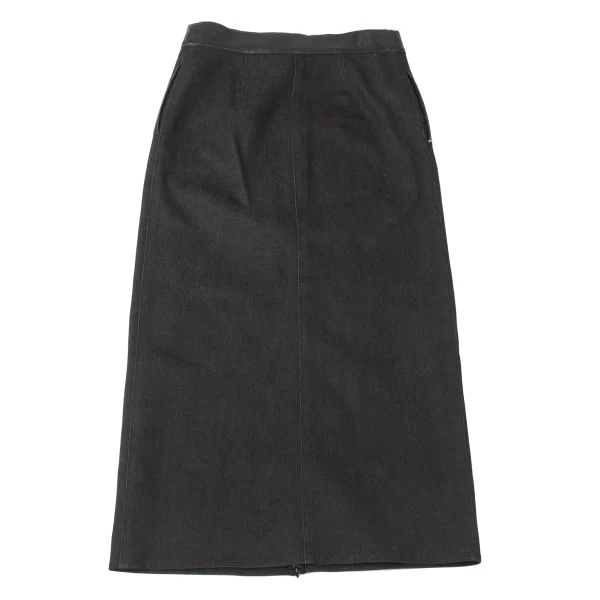 VIVIENNETAM Leather Switching Zip Slit Denim Skirt K-165321_012