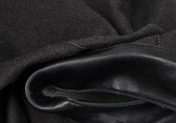 VIVIENNETAM Leather Switching Zip Slit Denim Skirt K-165321_013