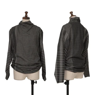 ISSEY MIYAKE I.S. Multi Pattern Tuck Blouse