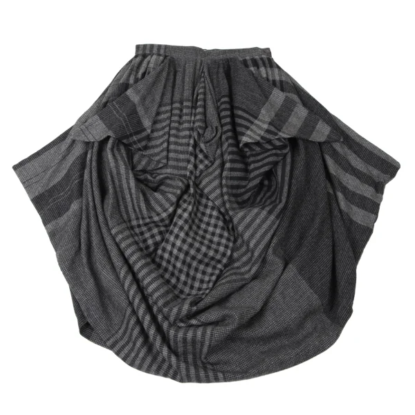 ISSEY MIYAKE I.S. Multi Pattern Wool Drape Skirt K-165323_002