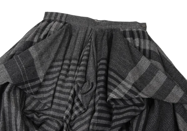 ISSEY MIYAKE I.S. Multi Pattern Wool Drape Skirt K-165323_003