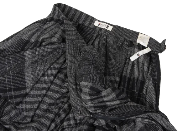 ISSEY MIYAKE I.S. Multi Pattern Wool Drape Skirt K-165323_005