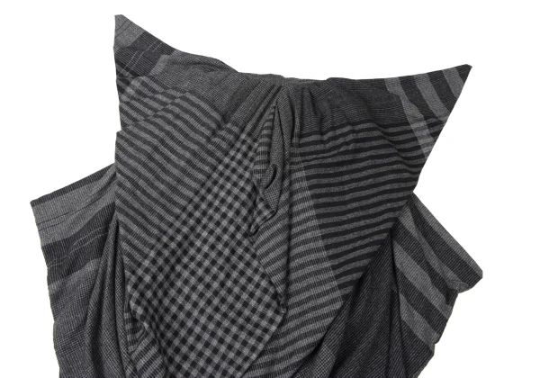 ISSEY MIYAKE I.S. Multi Pattern Wool Drape Skirt K-165323_007