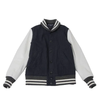 COMME des GARCONS HOMME Leather Switching Pinstripe Padded Blouson