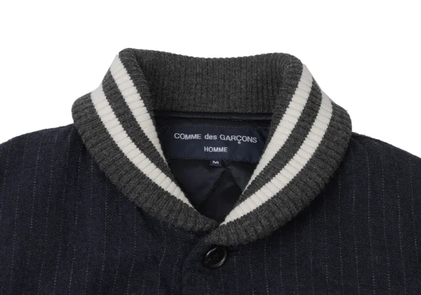 COMME des GARCONS HOMME Leather Switching Pinstripe Padded Blouson K-165335_003