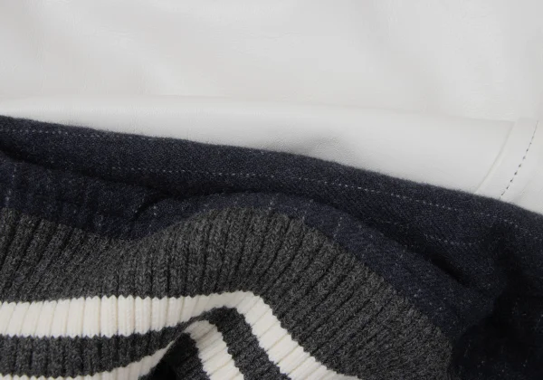 COMME des GARCONS HOMME Leather Switching Pinstripe Padded Blouson K-165335_011