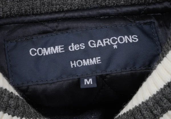 COMME des GARCONS HOMME Leather Switching Pinstripe Padded Blouson K-165335_014