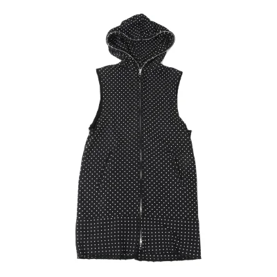GANRYU Dot Printed Cotton Sleeveless Long Hoodie