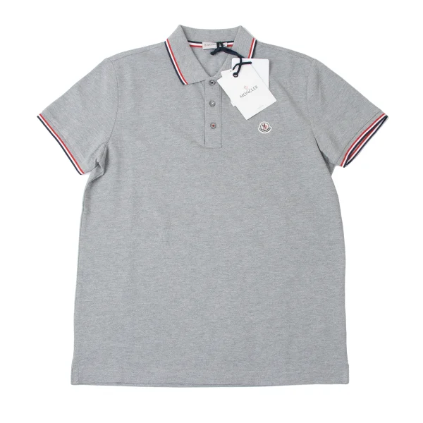MONCLER Cotton Logo Patch Polo Shirt Grey L K-165355_001
