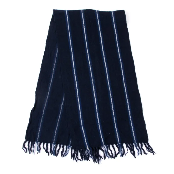 Y's for men Wool Stripe Stole Navy  K-165360_001