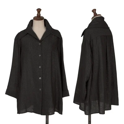 ROMEO GIGLI Rayon Blend Glitter Open Collar Shirt